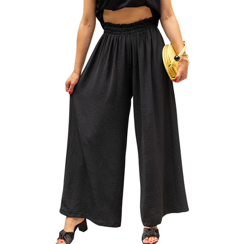Cotton-Linen High-Waist Wide-Leg Cropped Pants