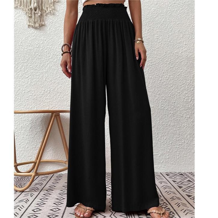 Women's Pleated Wide-Leg Pants Casual Comfortable Long Trousers