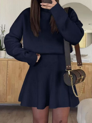 Women's Casual Sweater and Mini Skirt Two-Piece Set Long Sleeve