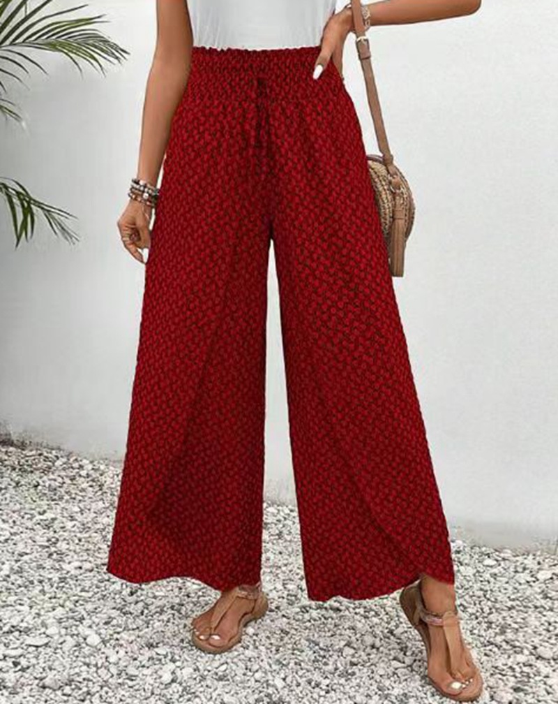 Women's Boho Wide-Leg Pants High Waist Loose Fit