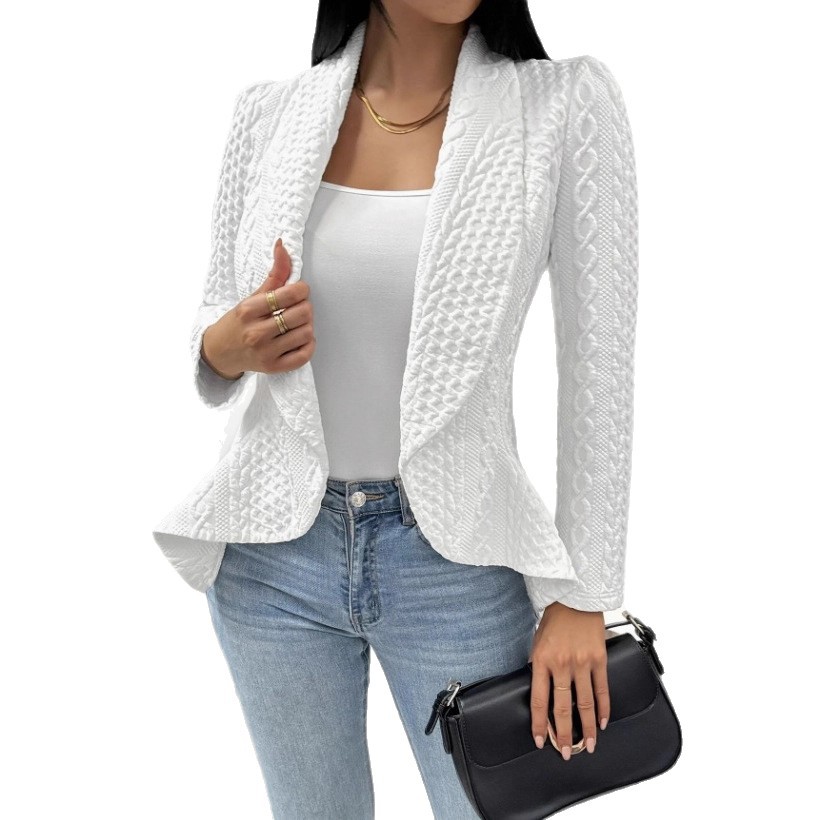 Women's Solid Color Open-Front Cardigan Casual Long-Sleeve Jacket