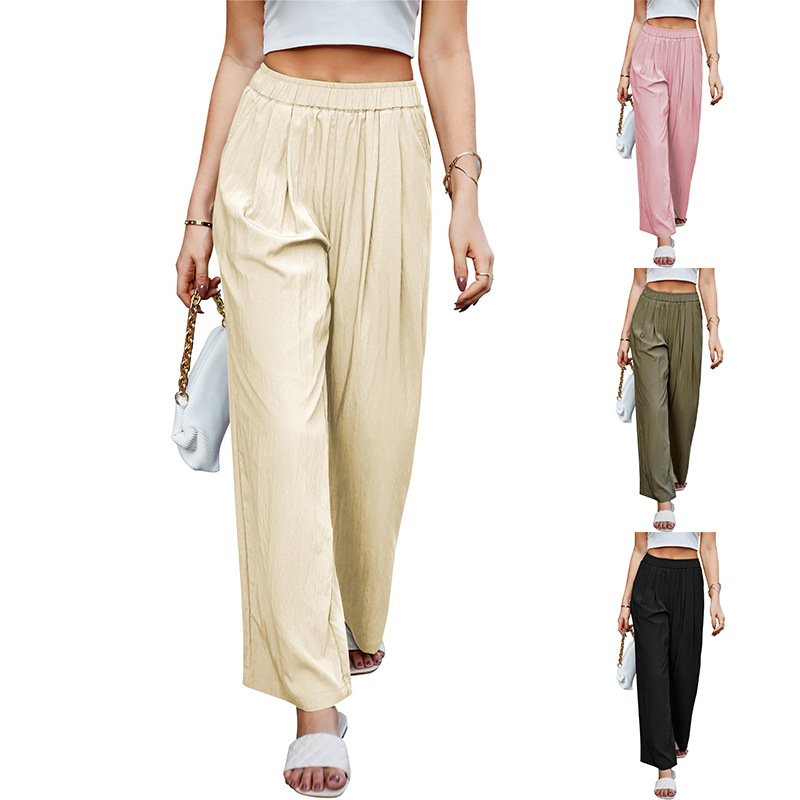 Women's High-Waist Wide-Leg Pleated Pants