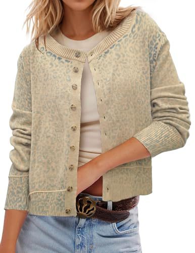 Women's Polka Dot Print Button Cardigan Sweater