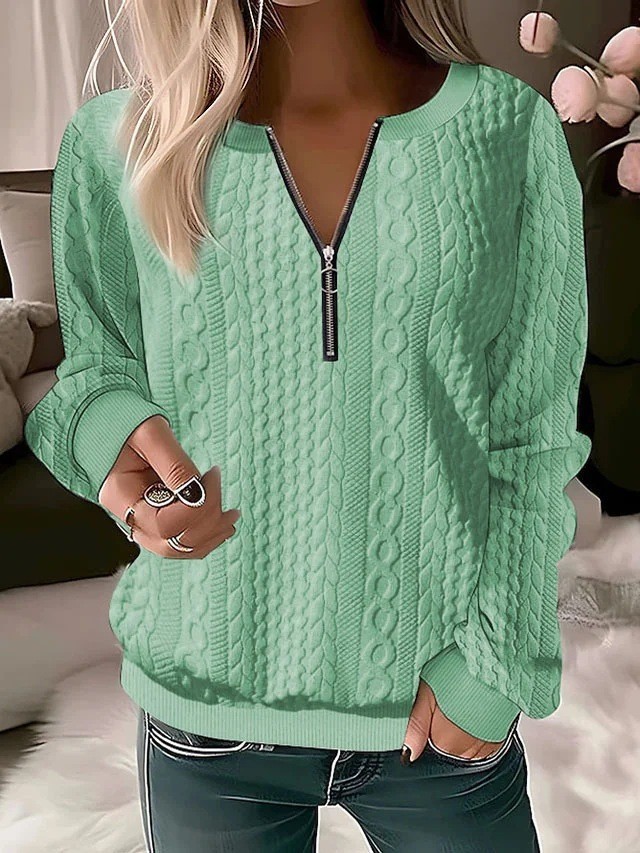 Women's Quilted Pullover Hoodie with Zip Front
