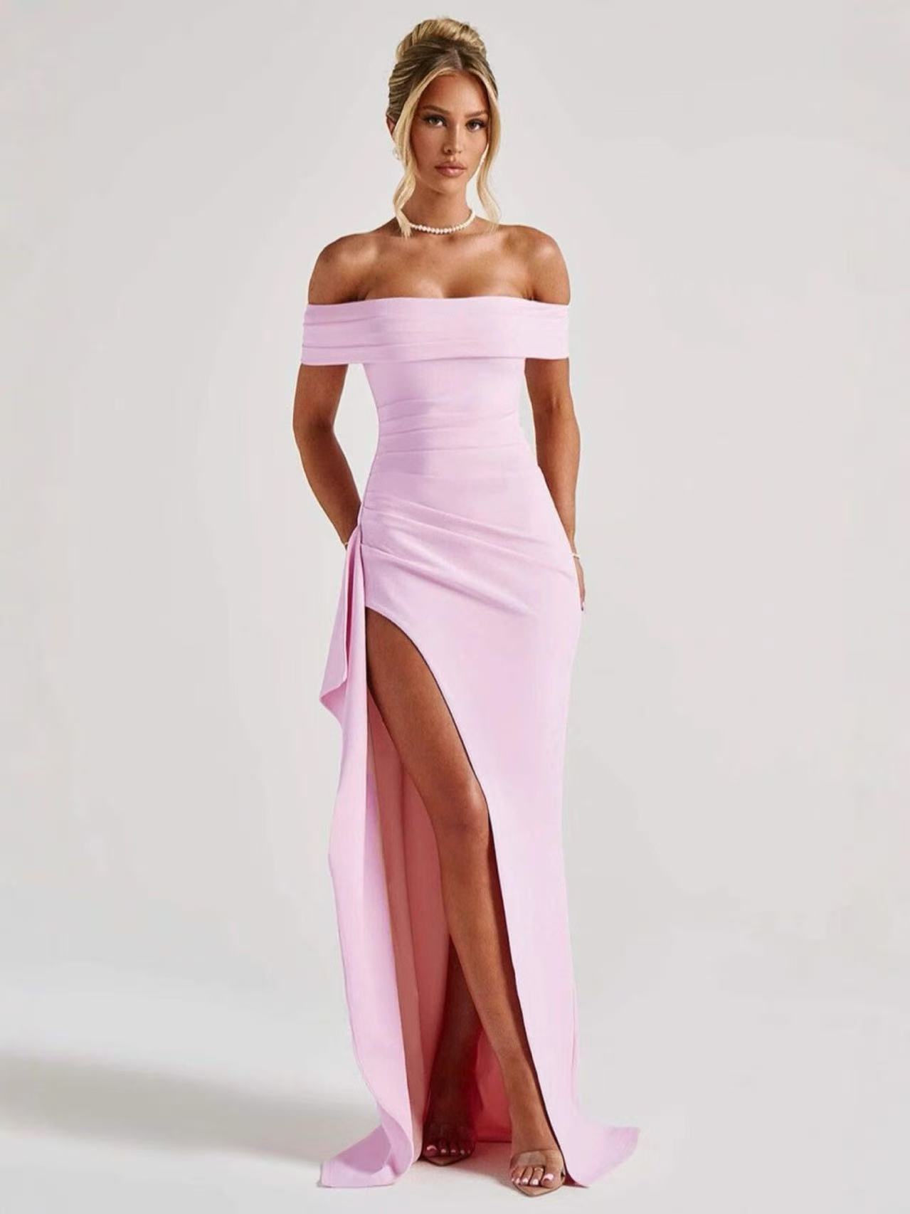 Sexy Off-Shoulder High Slit Party Dress