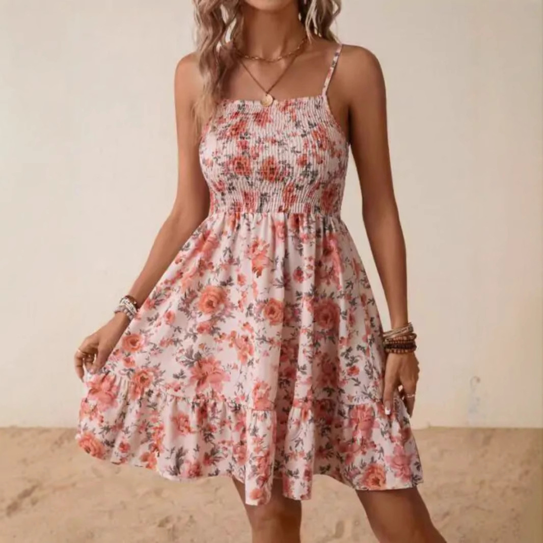 Floral Print Cold-Shoulder Cami Dress