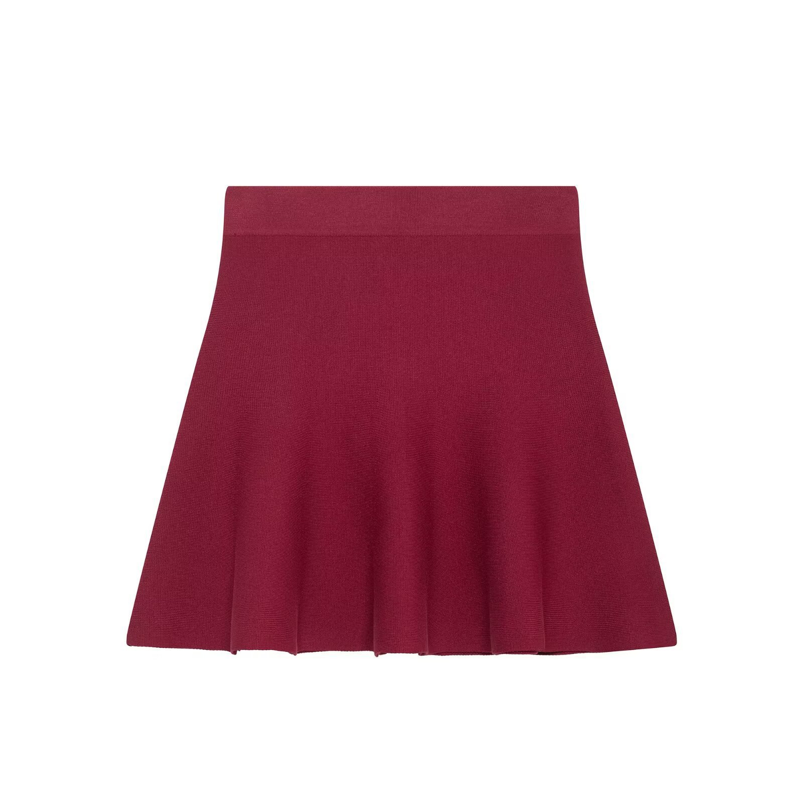 Wine Red Sleeveless Knit Top and Skirt Set