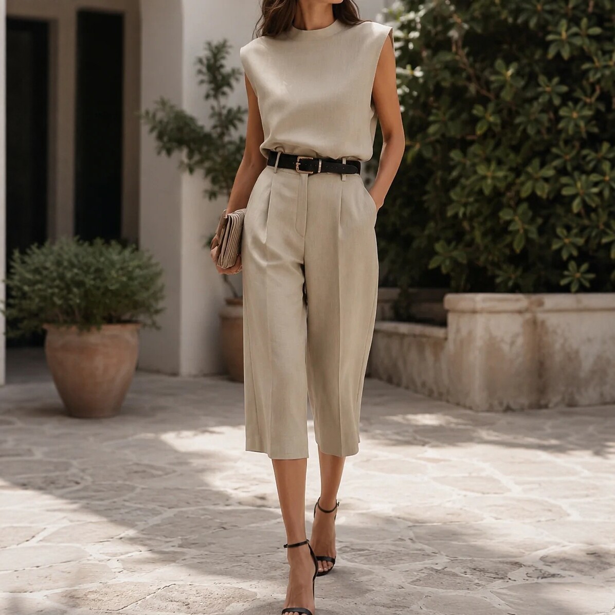 Sleeveless Loose-Fit Five-Inch Shorts Suit