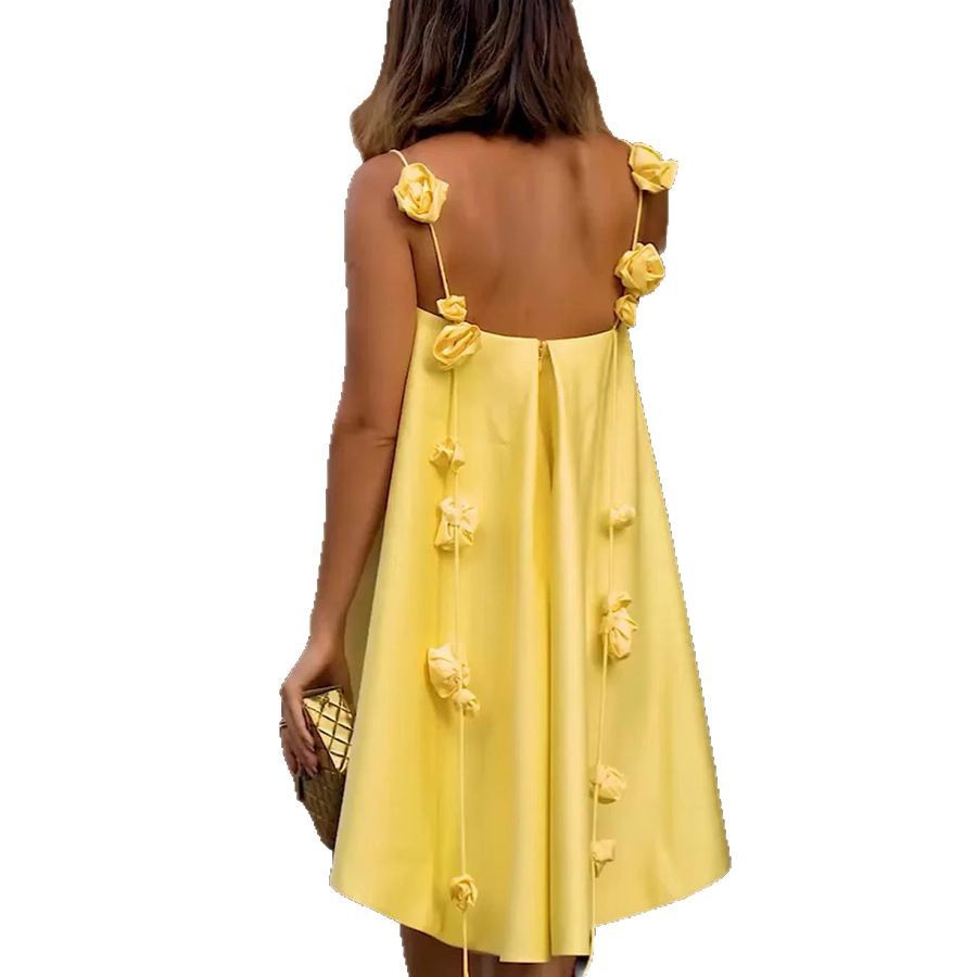 Women's Sleeveless Satin Slip Dress Casual Loose Vacation