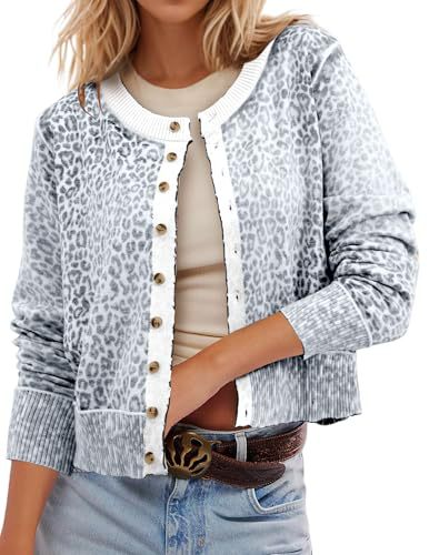 Women's Polka Dot Print Button Cardigan Sweater