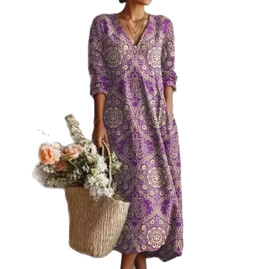 Women's Floral Paisley Print Ruched Bodycon Midi Dress