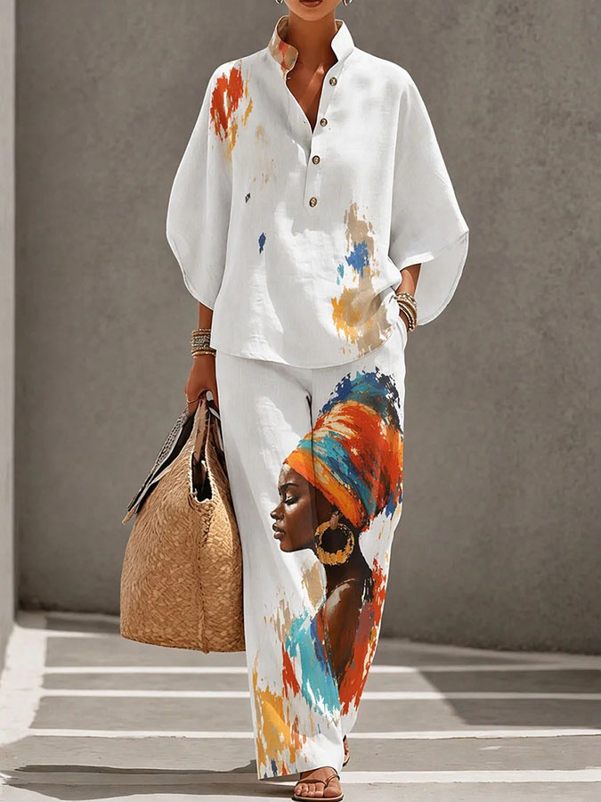 Women's Casual Solid Color Shirt Set