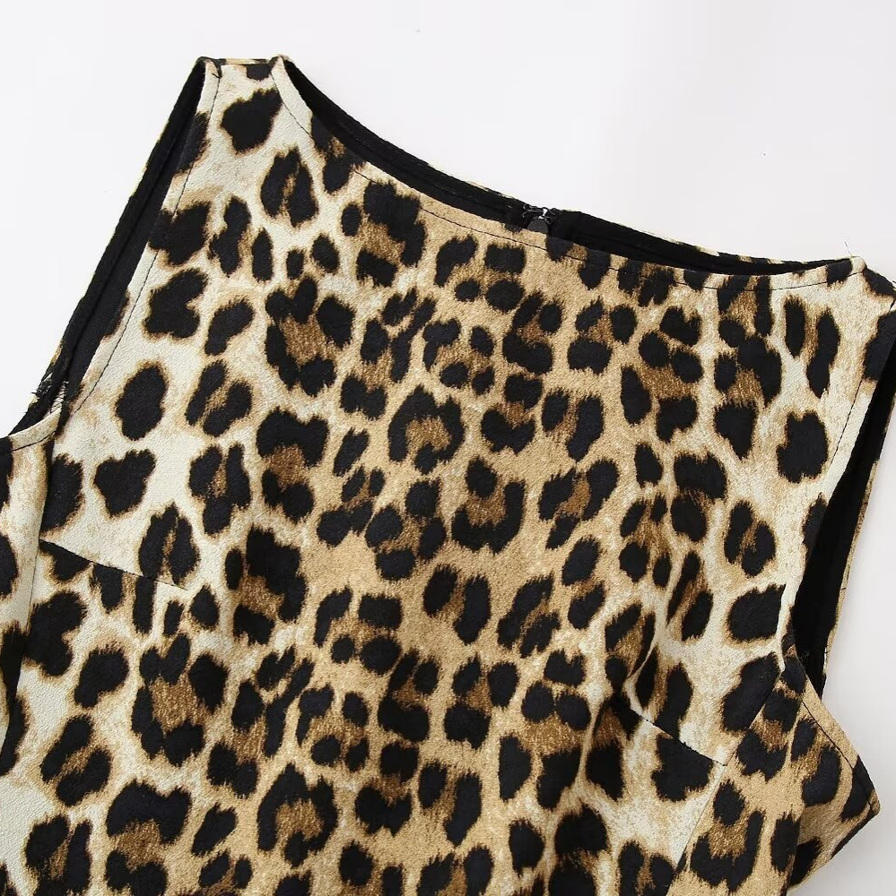Animal Print A-Line Dress with Off-Shoulder Neckline
