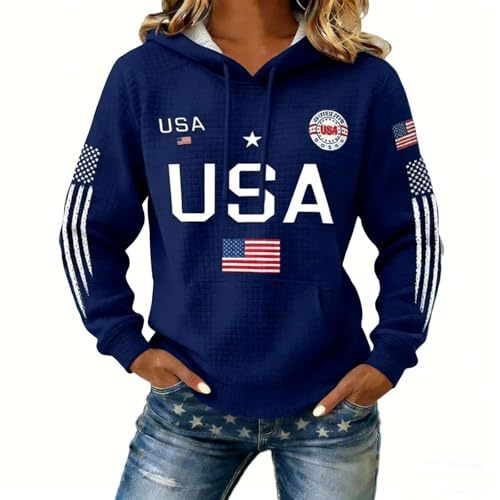 Women's American Flag Print Casual Hoodie