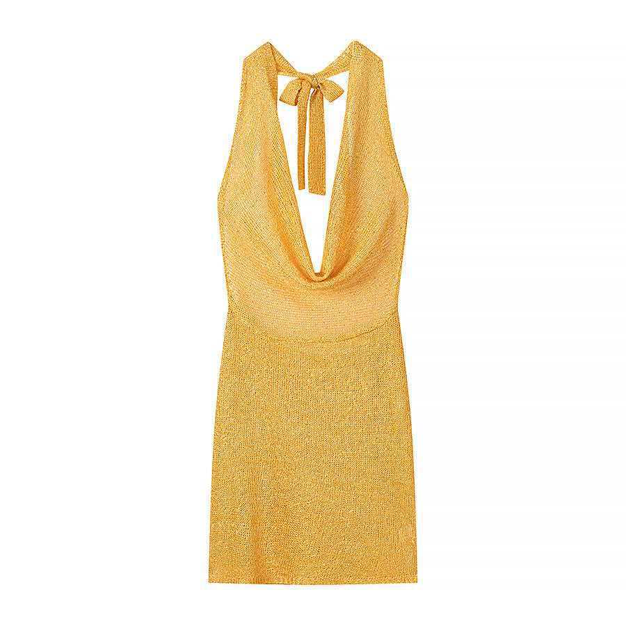 Women's Halter Tie Knit Bodycon Dress