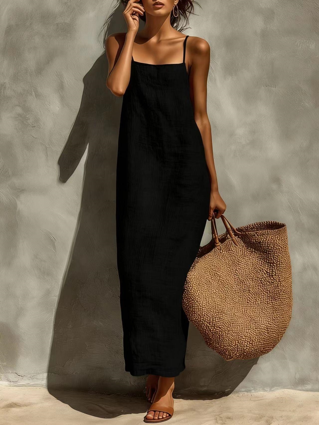 Women's Sleeveless Square Neck Boho Midi Dress