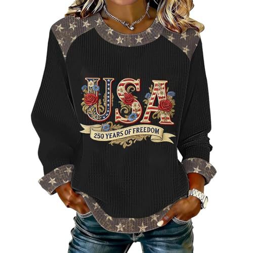 Women's USA Flag Star Print Casual Sweatshirt