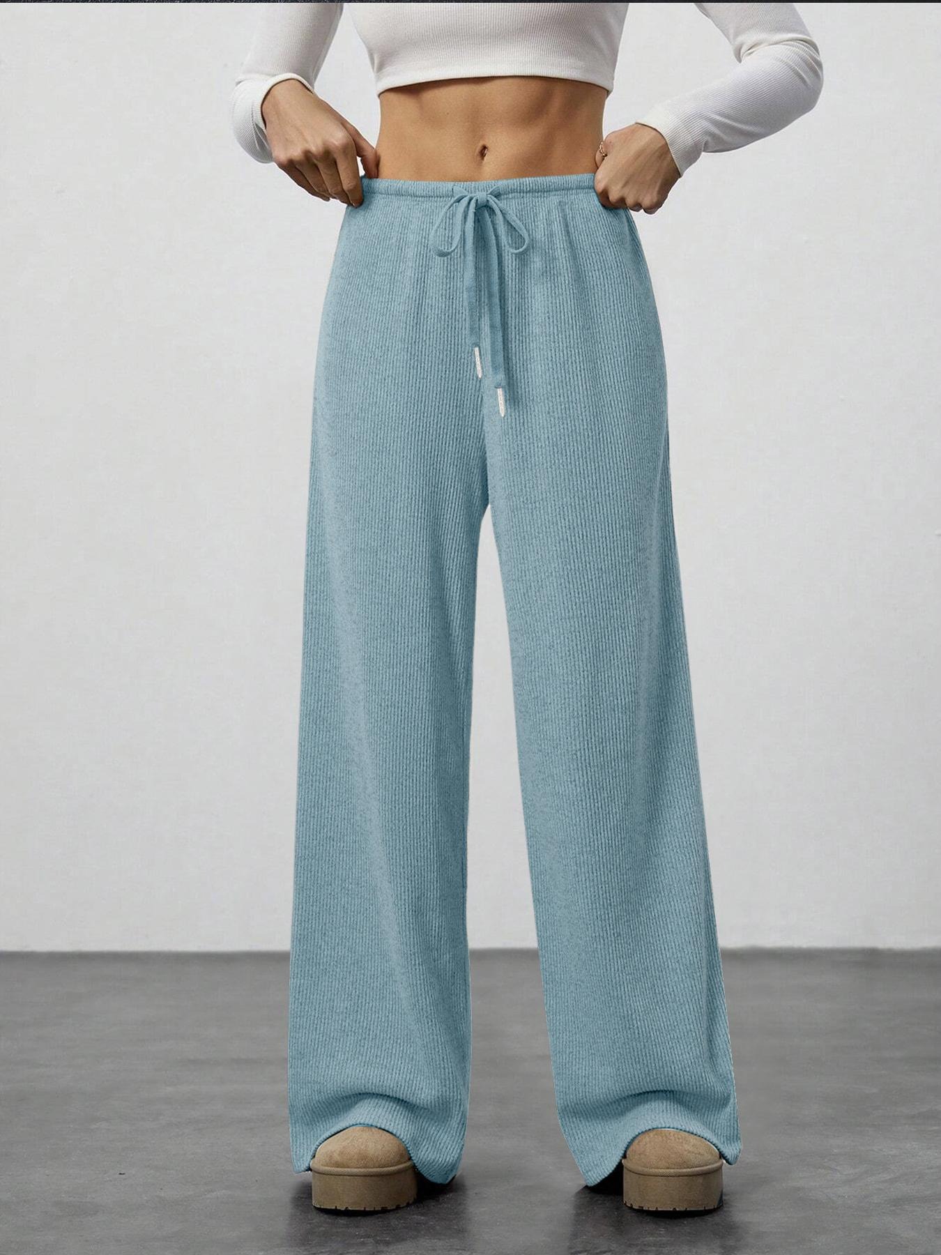 Women's Drawstring Wide-Leg Casual Pants with Drape