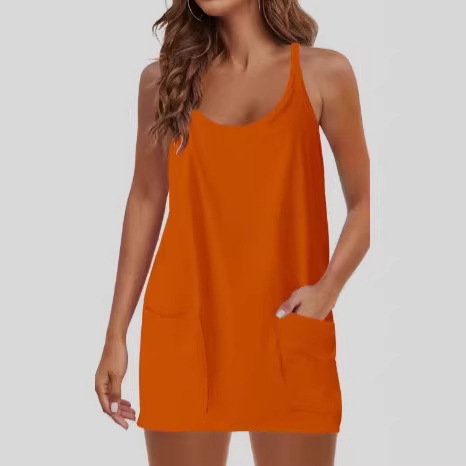 Women's Sleeveless Cami Top and Shorts Set with Pockets