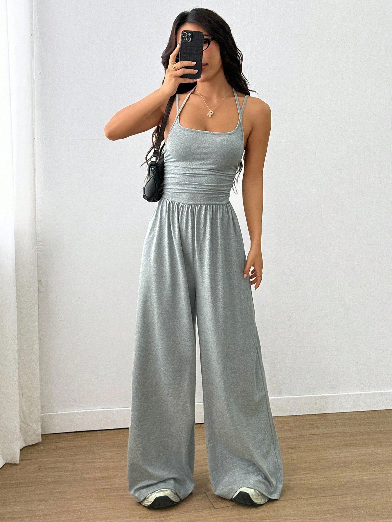 Women's Sleeveless Cami Wide-Leg Jumpsuit Casual Solid Color