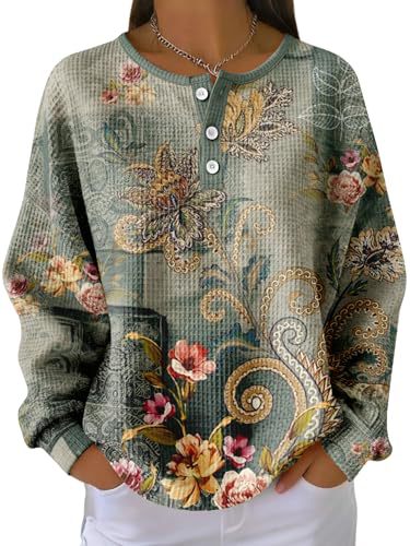 Women's Floral Branch Print Button Sweatshirt