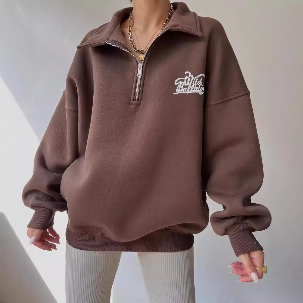 Fleece-Lined Printed Long-Sleeve Pullover Sweatshirt