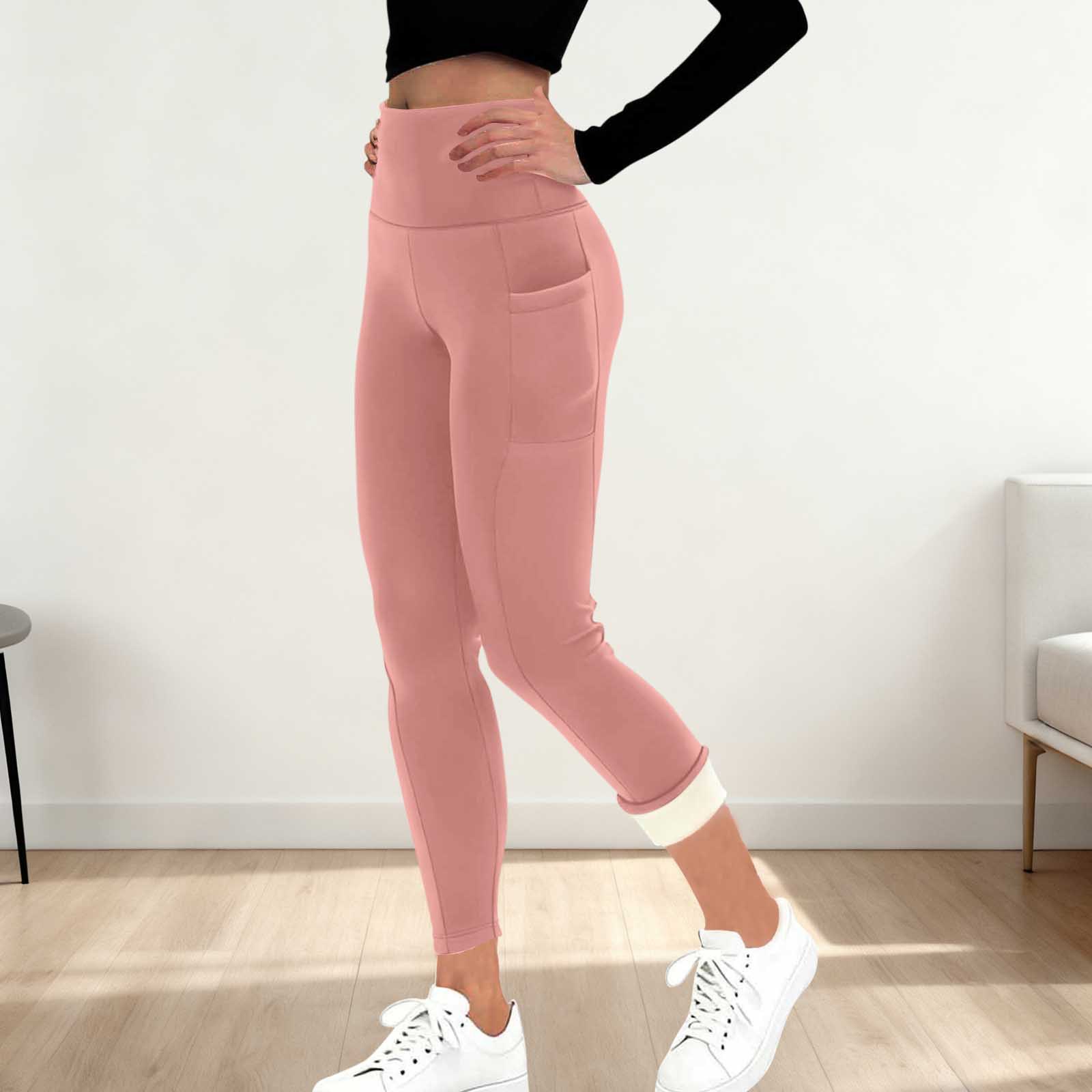 Fleece-Lined High-Waist Yoga Leggings with Pockets