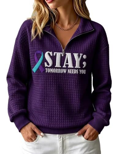 Ribbon Print Waffle Knit Collared Hoodie for Women