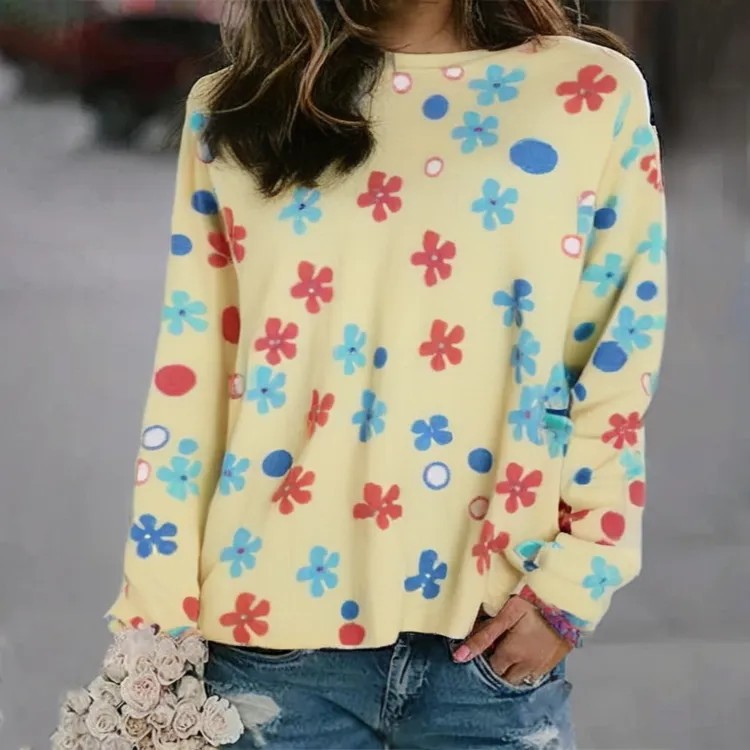 3D Print Women's Sweater Crewneck Pullover Casual Loose Long Sleeve Knit Top