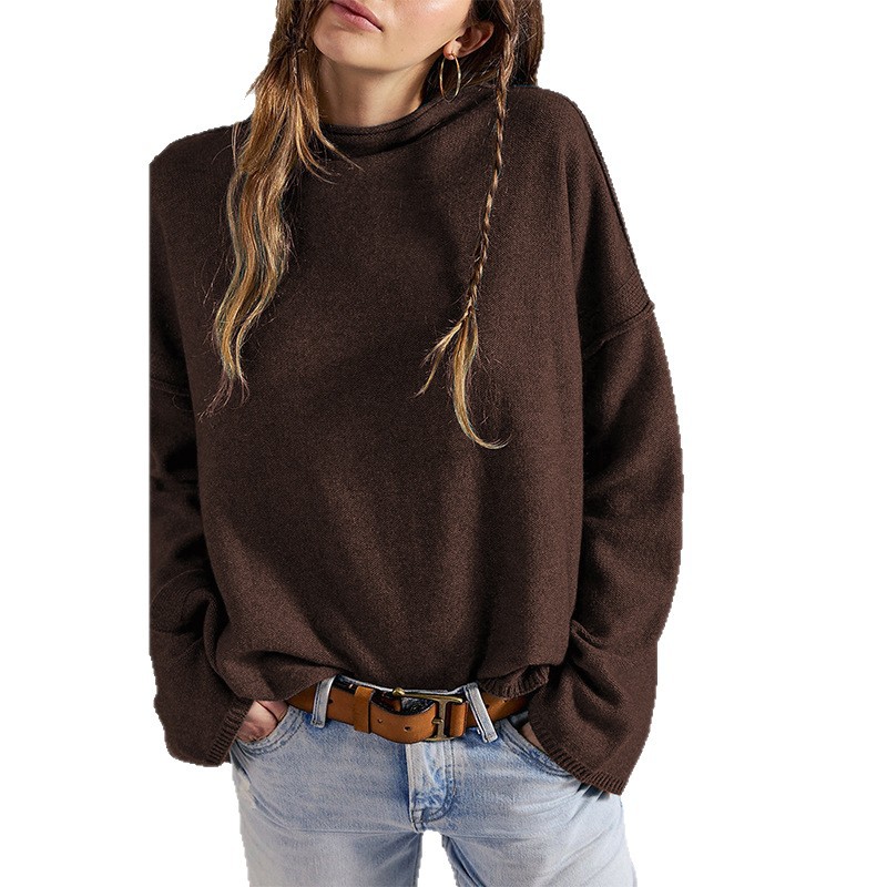 Women's Solid Color Crewneck Knit Pullover Sweater