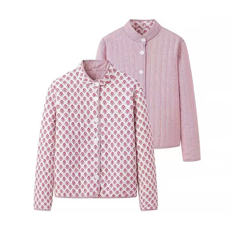Women's Reversible Printed Cotton Padded Jacket Streetwear