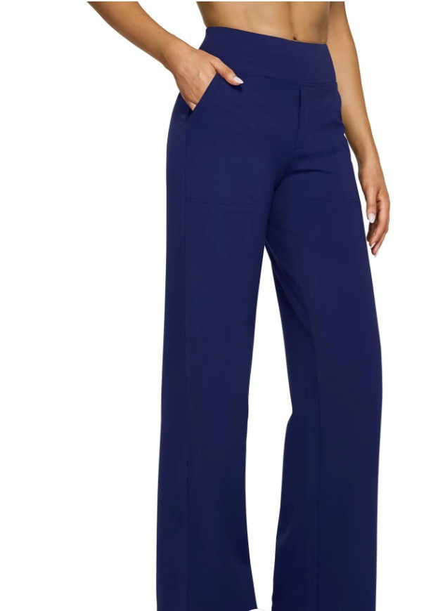 High-Waist Straight-Leg Yoga Pants with Pockets