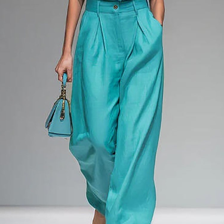 Women's Sleeveless Vest and Wide-Leg Pants Set Solid Color Two-Piece