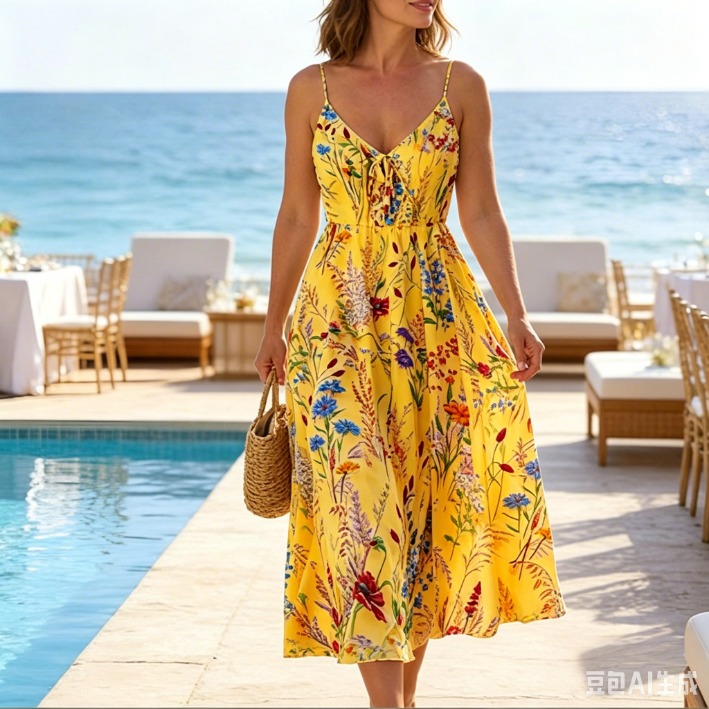 Colorful Print Sleeveless Bodycon Midi Dress
