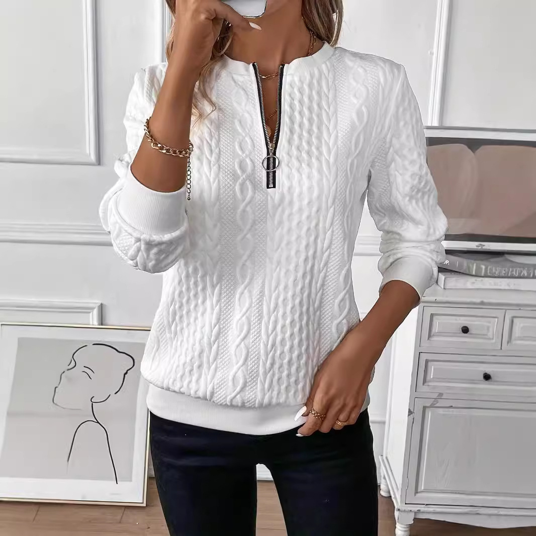 Women's Quilted Zip-Up Casual Sweatshirt