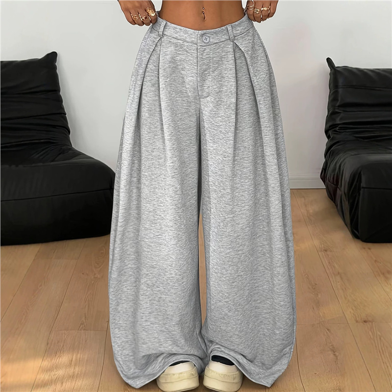 Women's High-Waist Wide-Leg Flared Trousers with Pockets