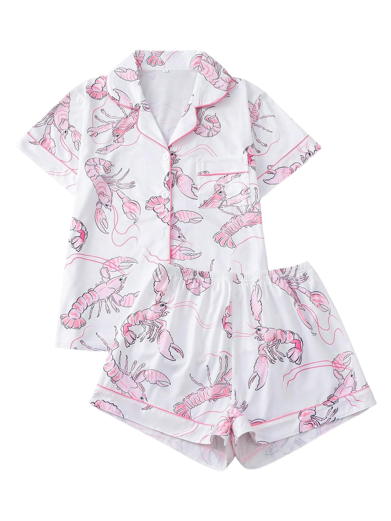Women's Summer Hawaiian Print Short Sleeve Shirt Set
