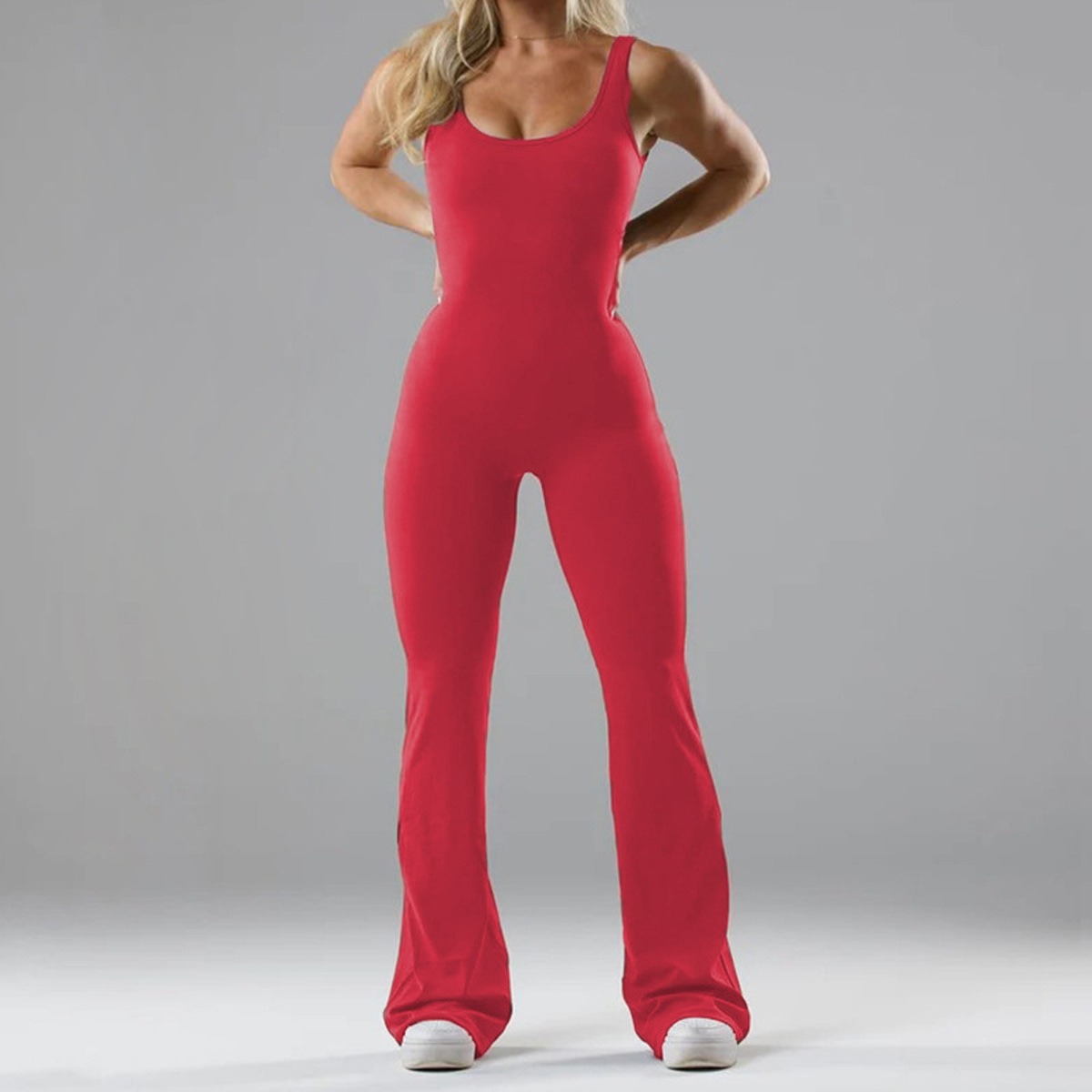 Fitted Seamless Yoga Bodysuit with Built-in Bra