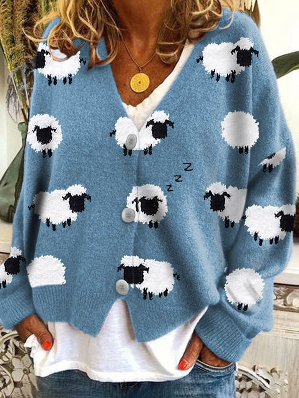 Abstract Print Open-Front Cardigan Sweater