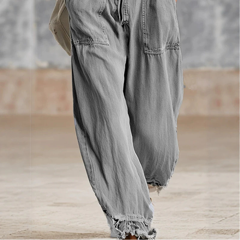 Gray Denim Long Sleeve Jumpsuit Casual