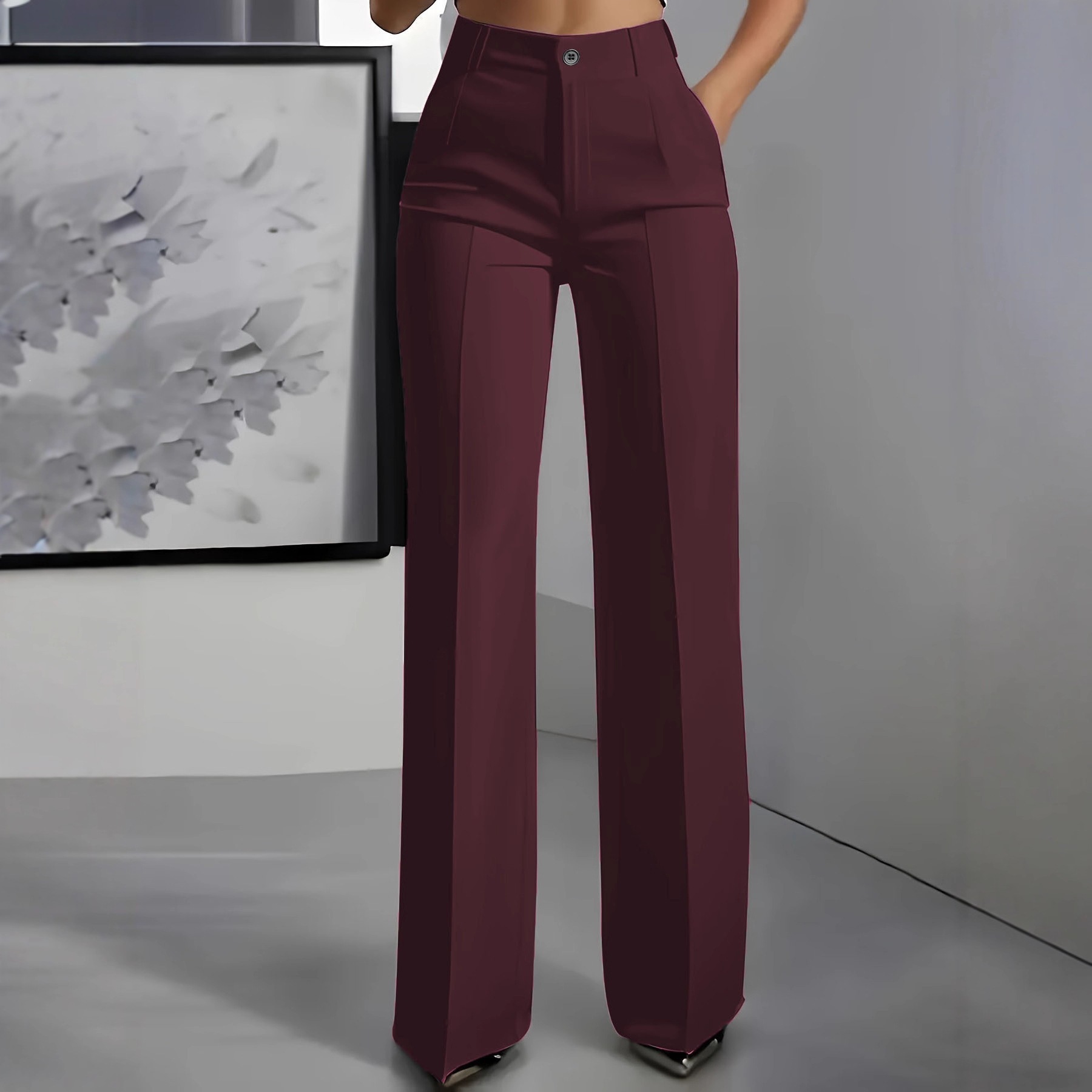 High-Waist Straight-Leg Wide-Leg Suit Pants for Women