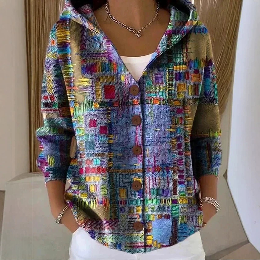 Women's Polka Dot Swirl Print Casual Hoodie