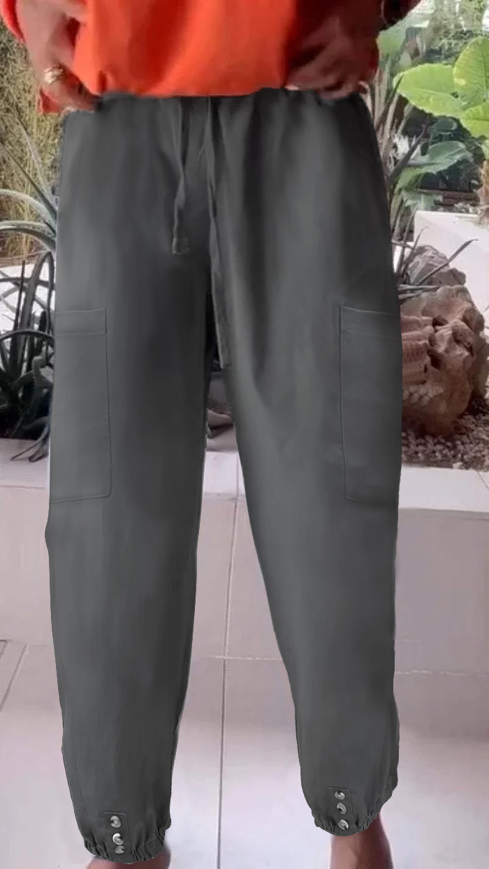 Women's High-Waist Wide-Leg Cropped Pants with Slight Stretch