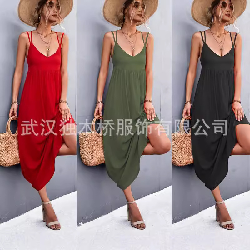 Sexy V-Neck Backless Cami Maxi Dress Beach Cover-Up
