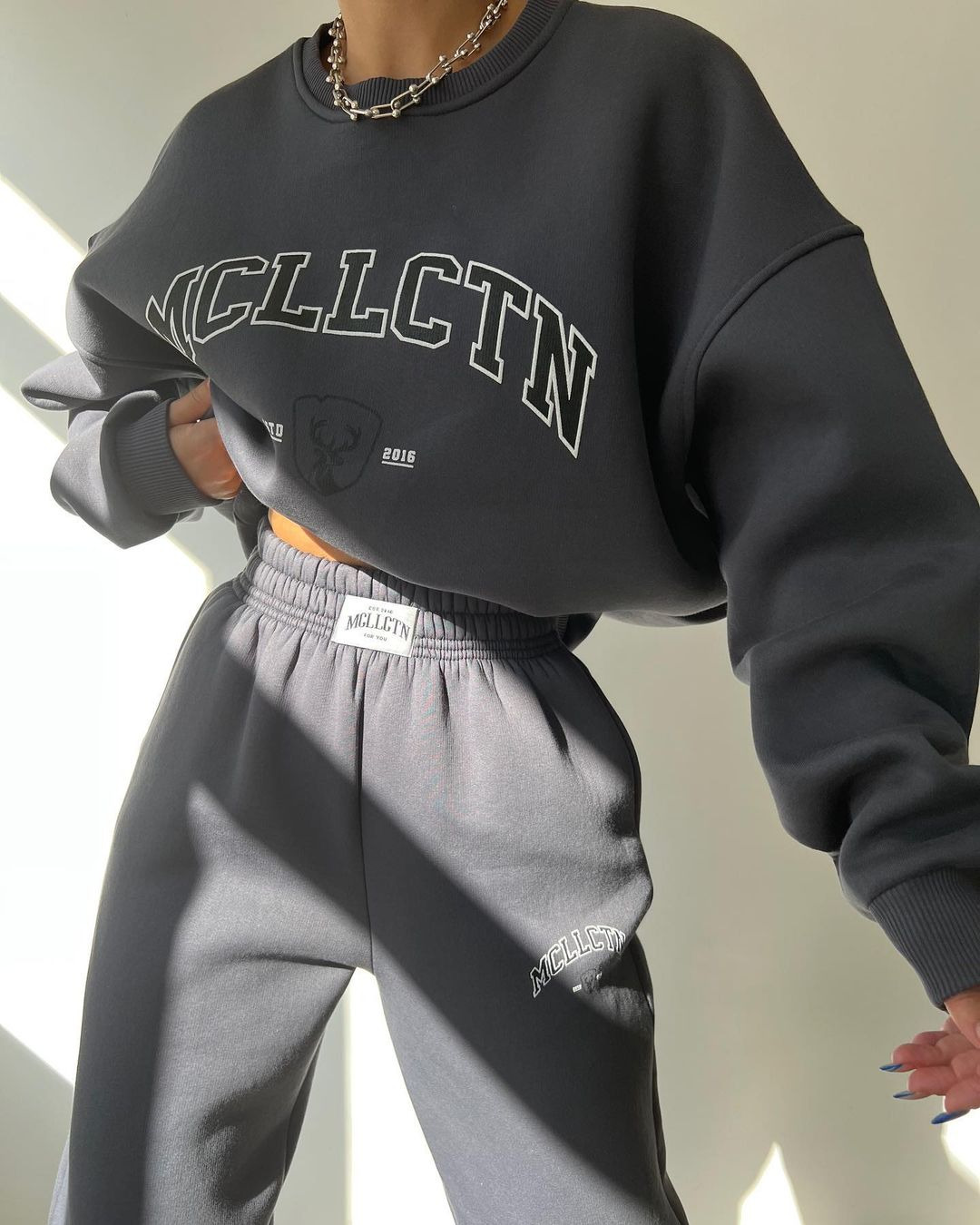 Women's Casual Print Fleece-Lined Sweatshirt and Pants Set