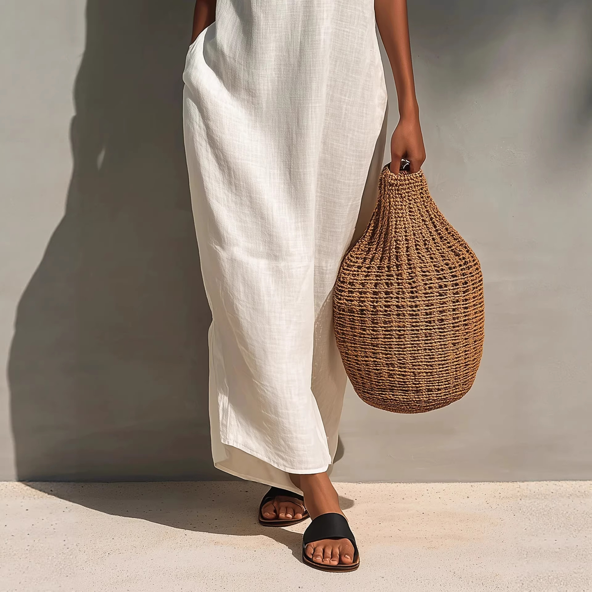 Women's Summer Sleeveless V-Neck Cutout Long Dress