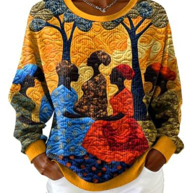 Women's Black Floral Tree Print Sweatshirt
