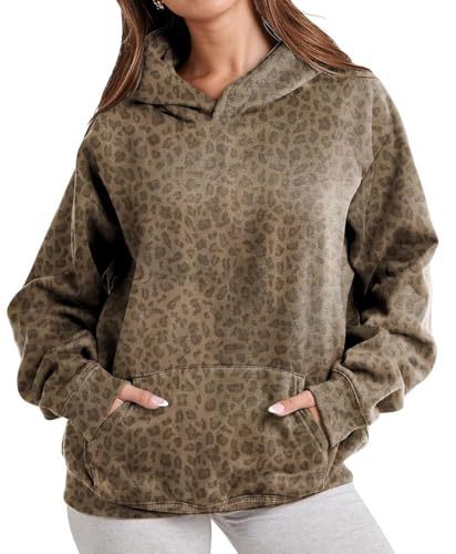 Women's Tree Leaf Leopard Print Hoodie
