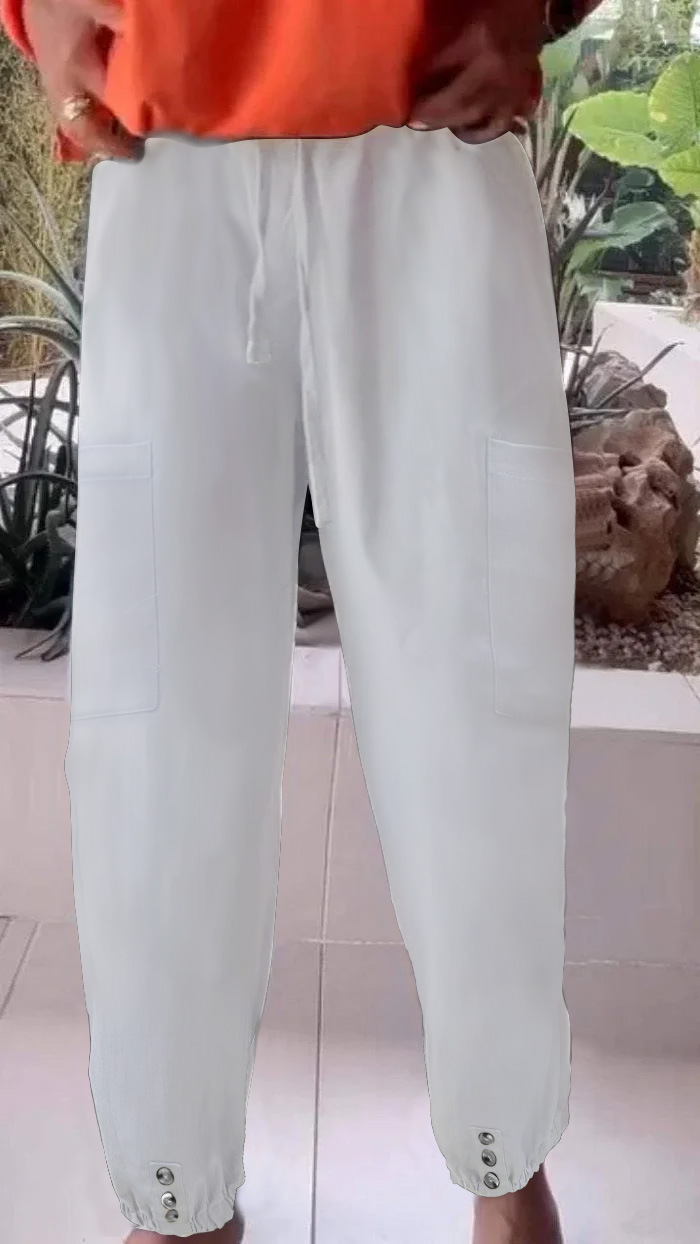 Women's High-Waist Wide-Leg Cropped Pants with Slight Stretch