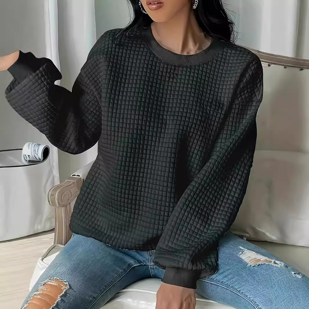Women's Crewneck Solid Color Long Sleeve Sweatshirt Thick